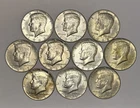 Lot of 10 Kennedy Half Dollars 40 Percent Silver Coins Good Mix