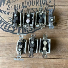 Lot Of 7 Antique Push Button Electric Light Switches Mother-of-Pearl Ceramic