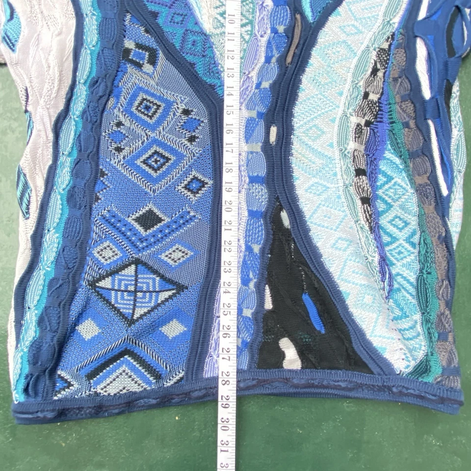 Vintage Coogi 3D Knit Jumper Men’s XL 90s Australia Stunning Blue Ice Rare! - Image 3 of 4