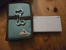 Nintendo DS Lite Handheld Console Polar White - Fully working + Nintendogs Case