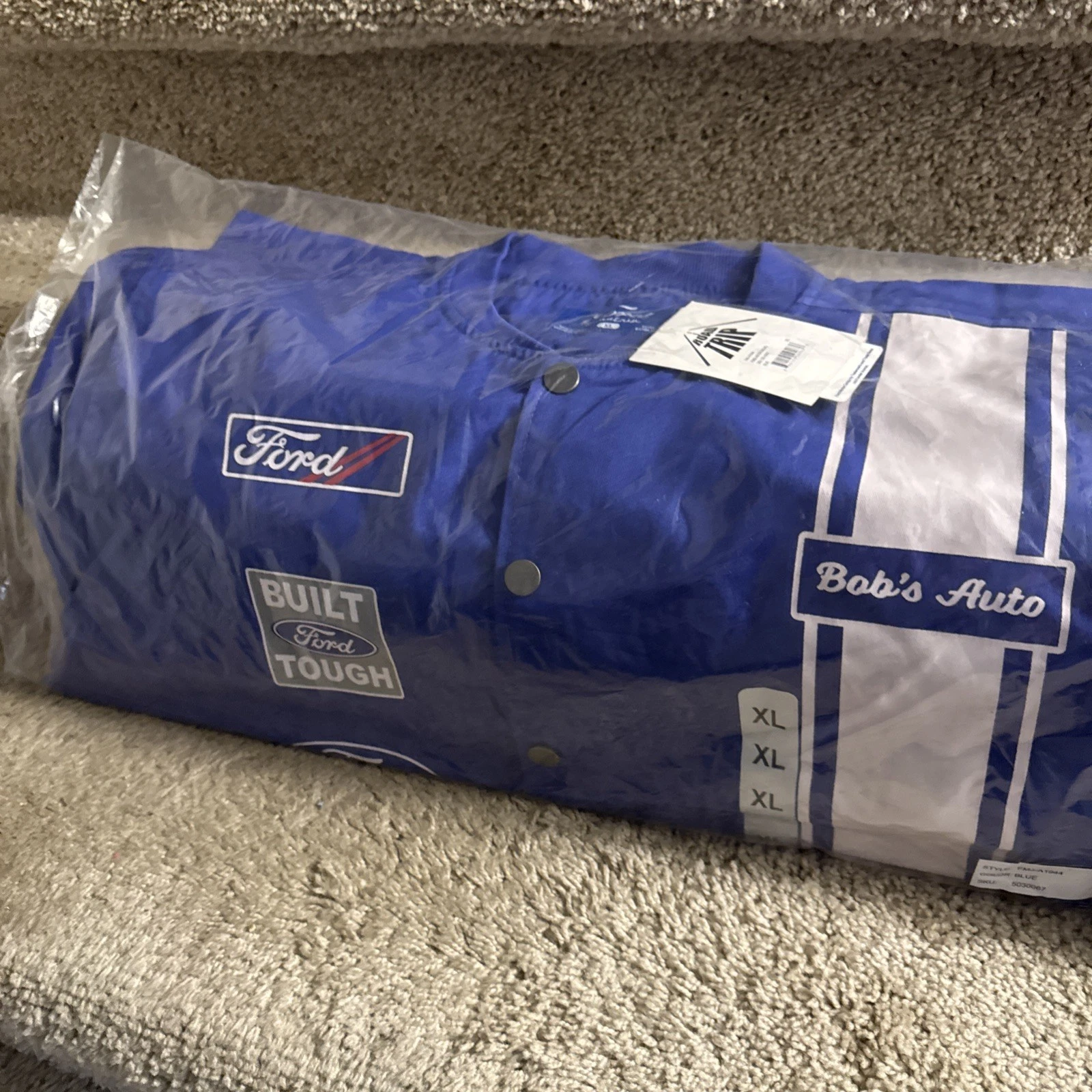 LICENSED FORD MEN'S TWILL RACING JACKET ROAD TRIP GARAGE COAT MUSTANG SHELBY XL