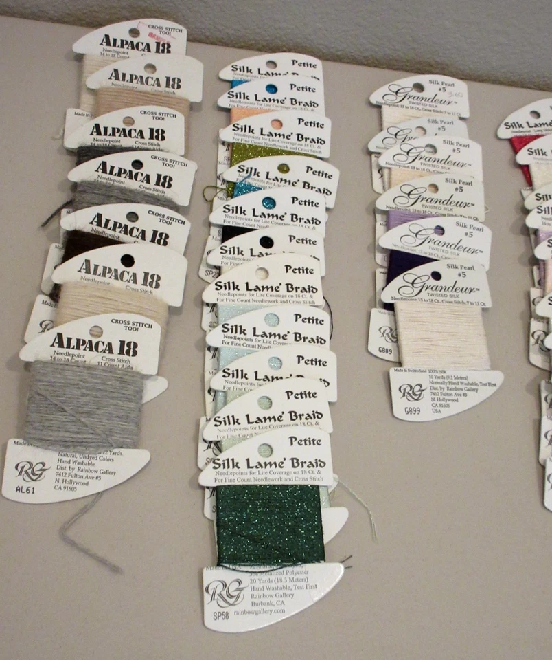 Lot of 47 Rainbow Gallery Needlepoint Thread-SILK LAME BRAID,NEON RAYS,GRANDEUR+ - Image 2 of 4