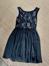 Beige By eci Little Black Dress With Fitted Lace Top Flowy Bottom Sz 6