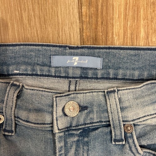 7 For All Mankind Womens Straight Leg Jeans Blue Stretch Pockets Medium Wash 27 - Picture 3 of 5