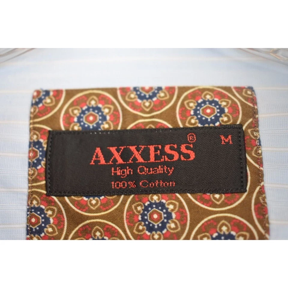 Axxess Light Blue Pinstripe French Cuff Dress Shirt M - Image 3 of 4