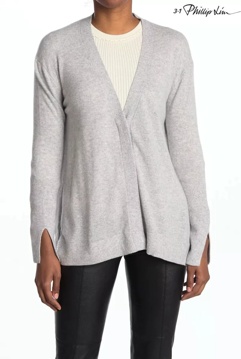 3.1 PHILLIP LIM CASHMERE LOFTY VENTED LIGHT GREY CARDIGAN. NWT