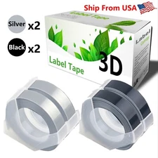 (2Silver+2Black) LabelTape For Dymo 20008 1540 Dymo 1595GY Label Makers