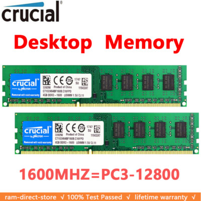 CRUCIAL DDR3 8GB 2X4GB 1600 MHz PC3-12800 Desktop
