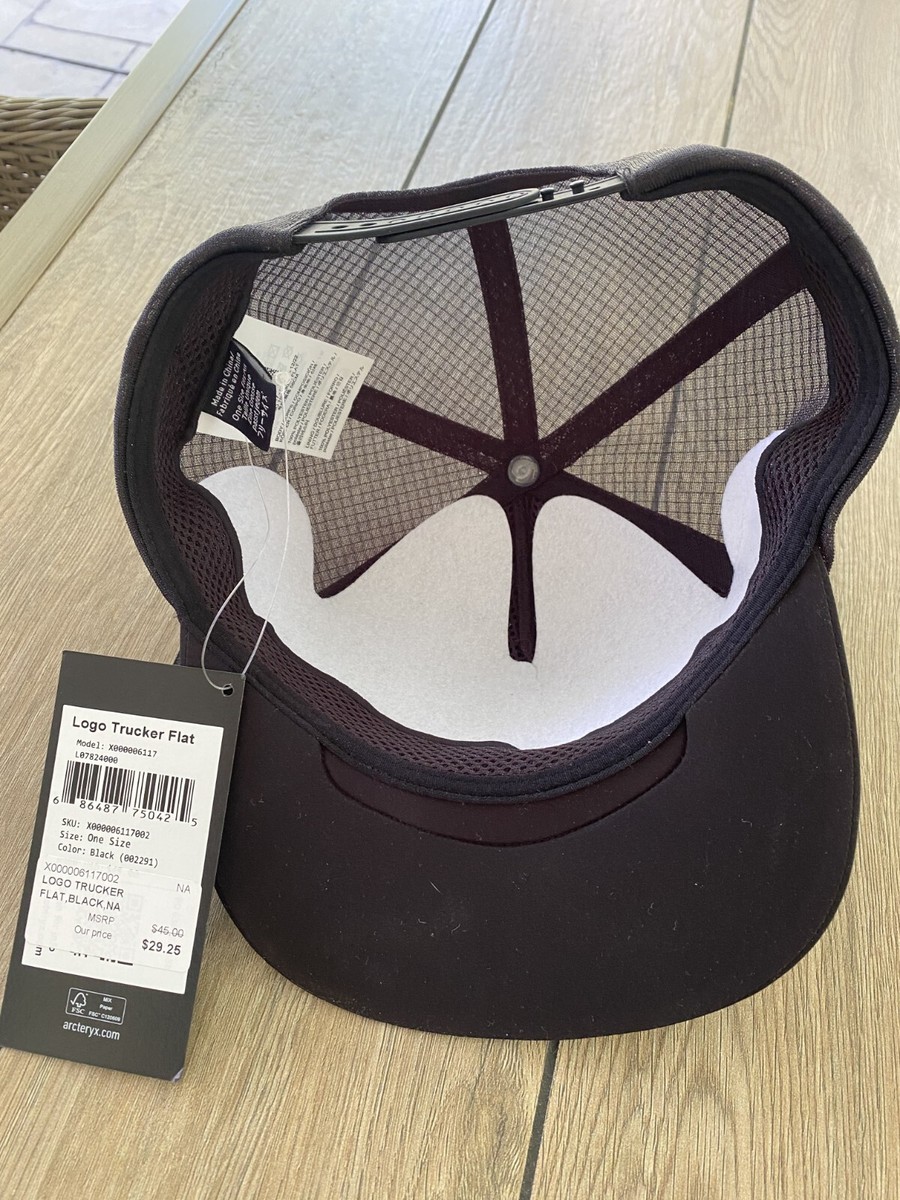【即完品】ARC'TERYX Logo Trucker Flat Black Arc'teryx Logo Flat Brim Trucker Hat | Flat-Brim Performance
