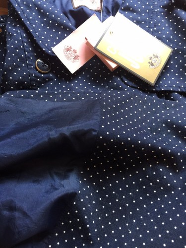 NWT Juicy Couture Girls Lovely Polka Dot Trench Coat 12 Navy - Picture 6 of 6