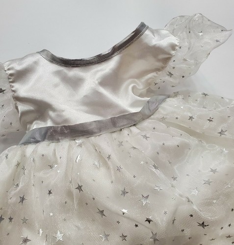 BUILD-A-BEAR VINTAGE DRESS BABW CLOTHING WHITE & SILVER BALL GOWN STARS TAGGED - Picture 2 of 7