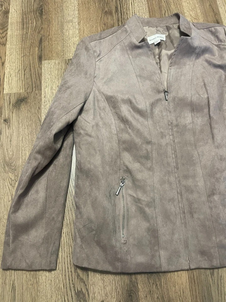 Studio Works Jacket, Women's Size 6P Petite, Brown, Velvet, Full Zip, Pockets - Image 3 of 4