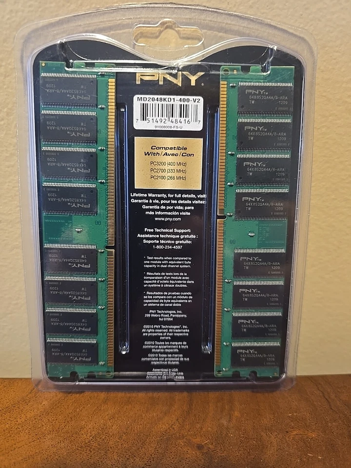 PNY MD2048KD1-400 V2 Optima Matched Pair 2GB (2) 1GB Dual Channel Memory Kit - Image 3 of 4