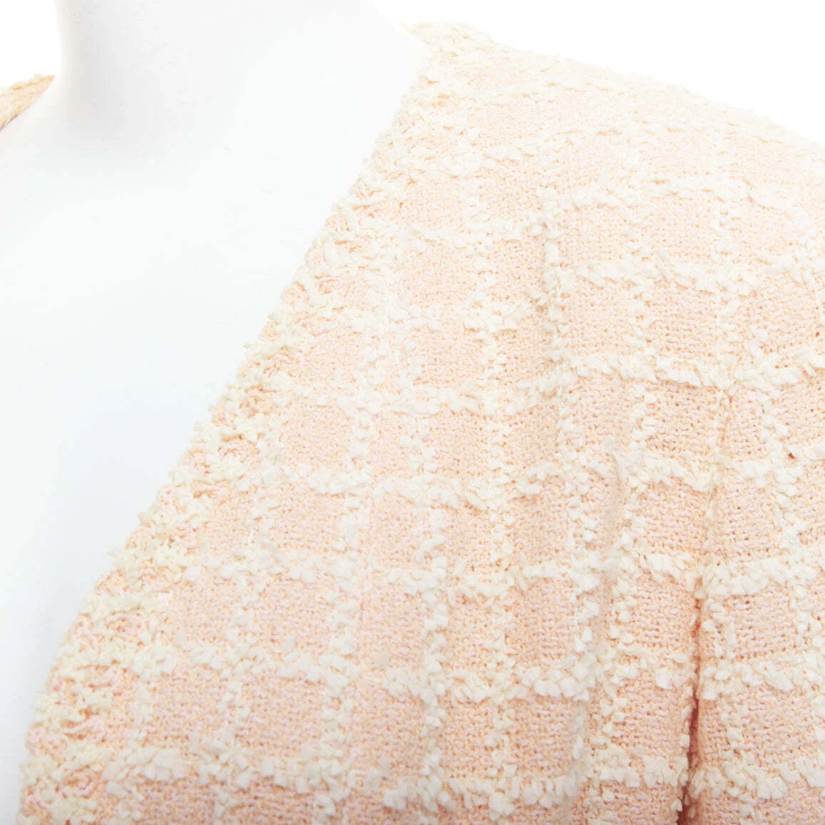 rara giacca CHANEL 94P vintage rosa cotone tweed cropped FR40 L