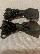 Vintage Women's Shoe Bow Clips - Black Beaded Style Bow with Rhinestones.