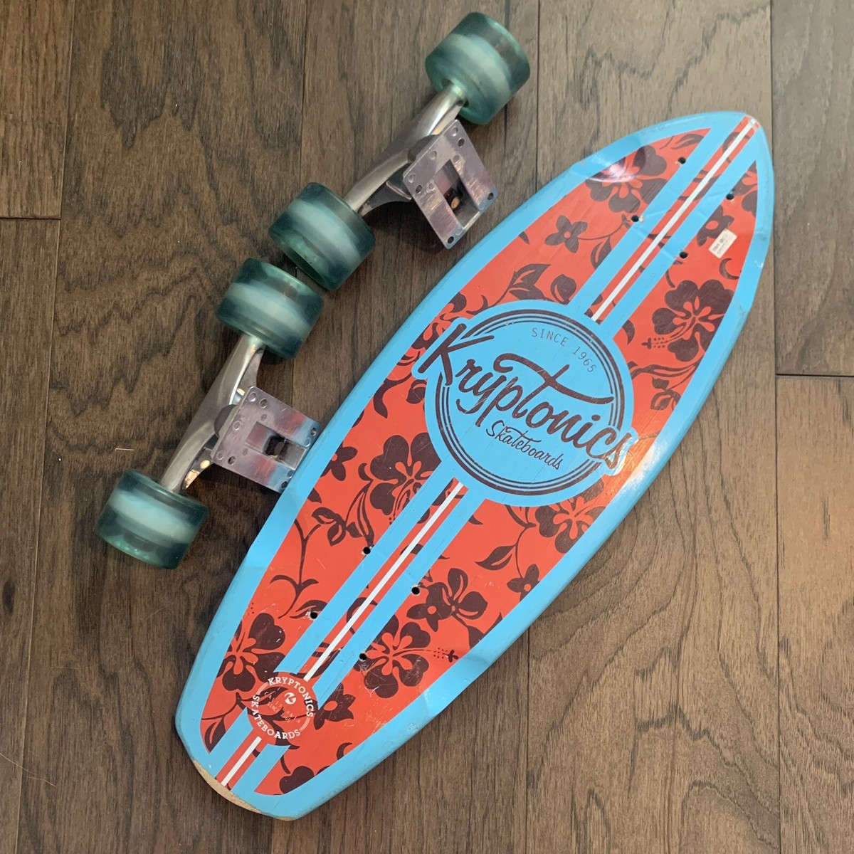 Kryptonics Longboard Skateboard Wood Tropical Hawaiian Floral w