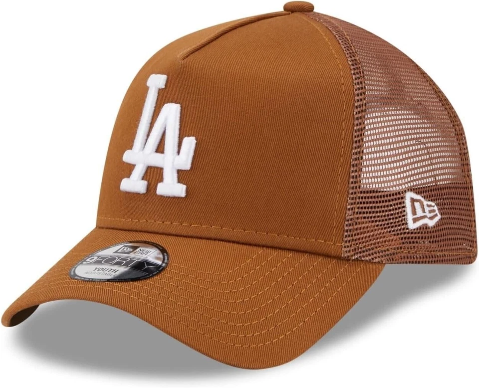 New Era LA Dodgers Kids Essential Trucker Cap / Brown White / £22