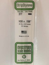 Evergreen Scale Models Opaque White Styrene Strips .100in Thick, 24in Long . 377