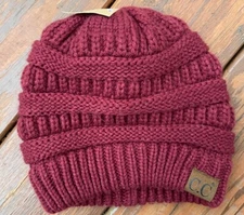 C.C Exclusives Burgundy Slouch Knit Beanie Winter Hat NWT