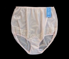 DIXIE BELLE 100 Nylon Full-Cut Pink Brief with Lace Trim Size 5/Small
