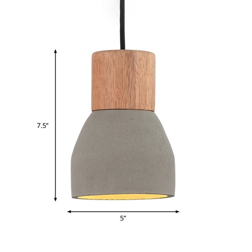 Minimalist Hanging Ceiling Light Single Bulb Pendant Light Cement Shade Lighting - Picture 2 of 6