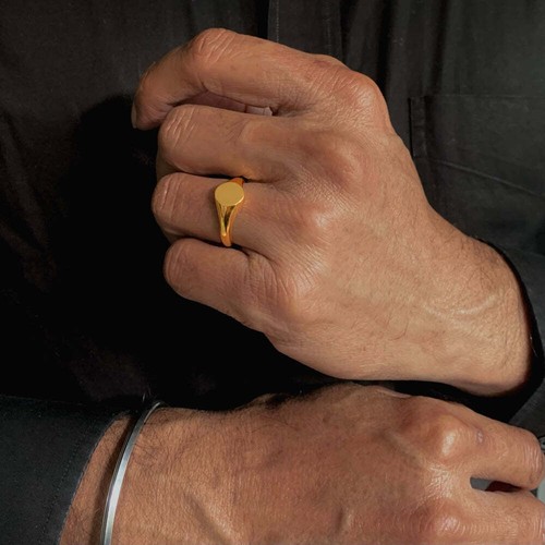 14K Solid Gold Signet Ring Men Accessories Birthday Jewelry For Men Gold Signet. - Picture 11 of 12