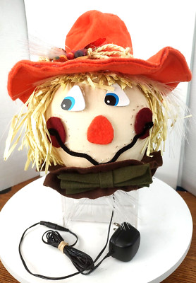 Halloween/Fall 12''x12'' Lg Round Fibric Optic Lightup Scarecrow Head w/Plug Video