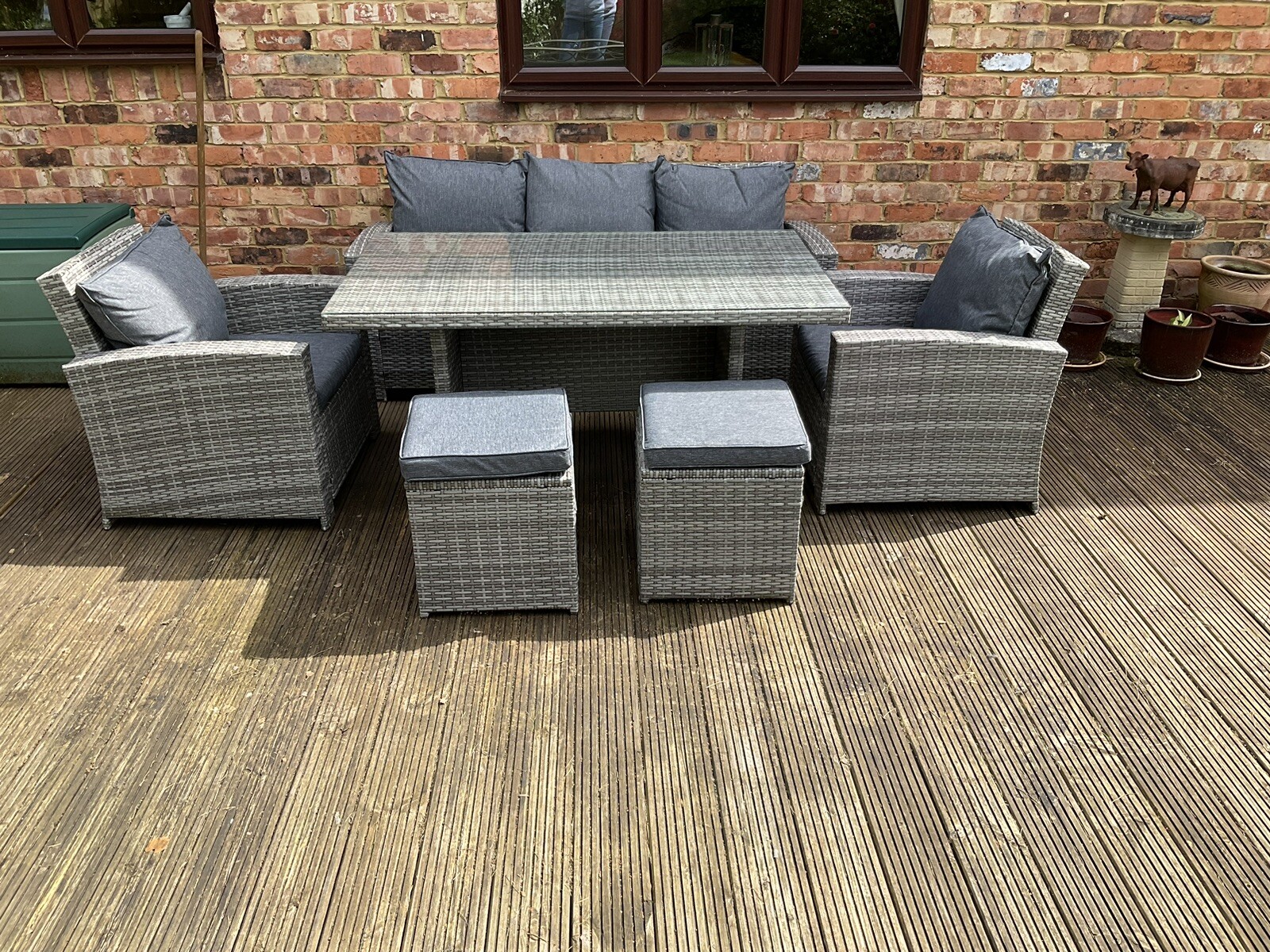 Rattan garden furniture used table and chairs eBay