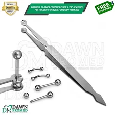 Barbell Clamps Forceps Plier 4.75" Jewelry Pin Holder Tweezer For Body Piercing