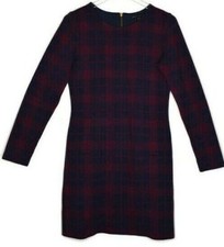 Marc By Marc Jacobs Wool Short Dress Size Small Tweed Sheath Plaid Checker Blue