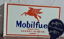 Mobil fuel Porcelain Enamel Sign 18 x 10 Inches 2 Sided