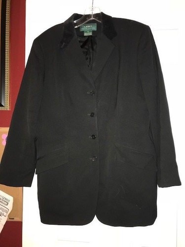 Ralph Lauren Chaqueta Blazer/negro de mujer de lana peinada con Cuello De  Terciopelo Talla 12 | eBay
