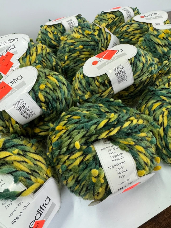 批量 13 件 Gedifra Yarn Arica 羊毛混纺,50 克/65 米,多色绿色 全新 — 第 4/4 张图片