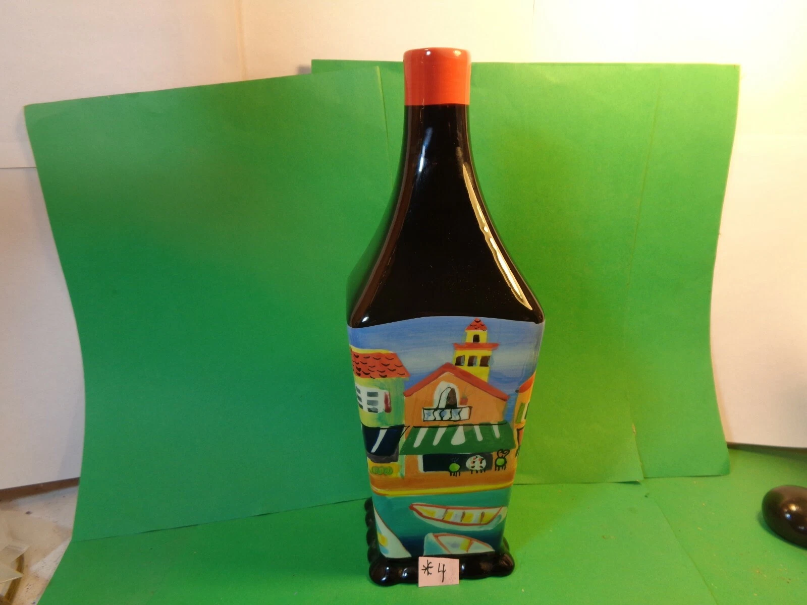 Oil Bottle, 10 1/4" Tall, Hand Painted, 2003 Naylor Designs (Used/EUC)