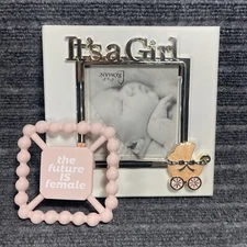 It's A Girl 4" X 4" Photo Frame & Bella Tunno Tots Silicone Teether Baby Gifts