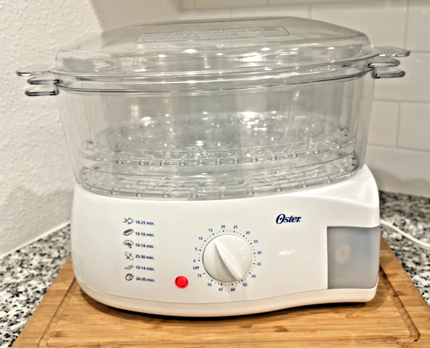 OSTER 2-Tier 6.1 Quart Food Steamer 900 Watts White Complete Model #5711 tested