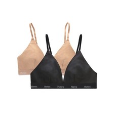 Hanes Originals Women's Medium Cotton Stretch 2-Pack Triangle Bralette OS12-32