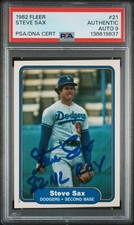 1982 Fleer Steve Sax "82 NL ROY" Autographed RC PSA Authentic AUTO 9 #138619837