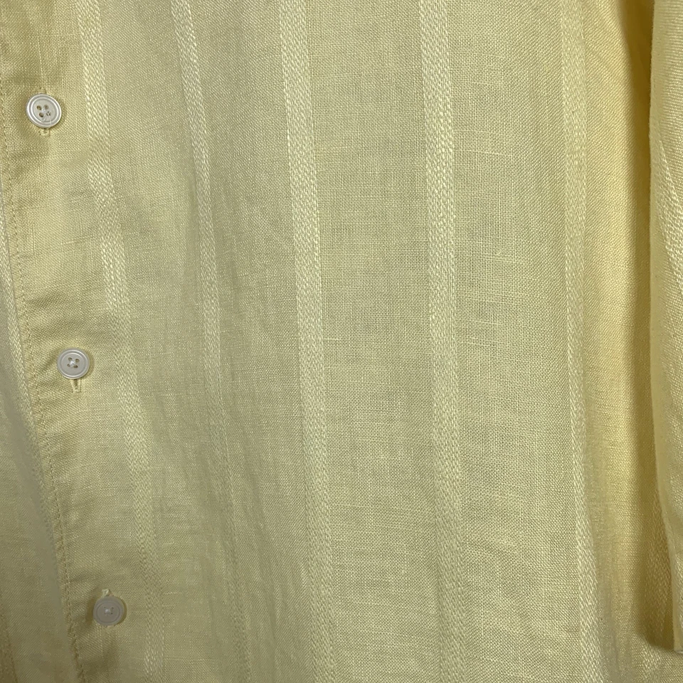 Structure 100% Linen Textured Woven Yellow Casual Button Down Shirt Size XL - Image 3 of 4