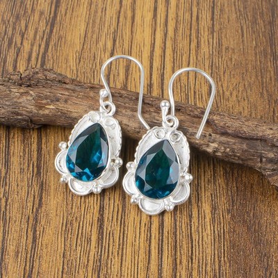 925 Sterling Silver Natural APAtite Anniversary Wife Boho Dangle Drop Earrings