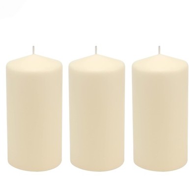 Stonebriar 3 Pack Tall 3 x 6 Inch 65 Hour Long Burning 3'' x 6'', Ivory 