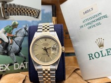 Rolex Datejust 16013 36mm Champagne Dial 18k Yellow Gold Steel Jubilee Box Paper
