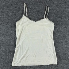 Cream Spaghetti Strap Tank Top Lace Trim Small - Spring, Summer, Cami, Layers