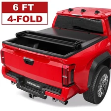6FT 4-Fold Soft Truck Bed Tonneau Cover For 2016-2025 Toyota Tacoma On Top