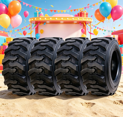 Full Set Of 4 12-16.5 Skid Steer Tires 12X16.5 SKS Tire 12PR Load F 12 16.5 HD