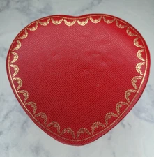 Cartier Red Leather Heart Shaped Jewelery Box Rare Vintage Suede Interior