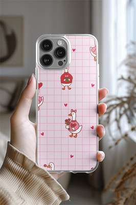 Valentinstag durchsichtige iPhone Hülle rosa Gans Herz Gitter für iPhone 17 Galaxy 19