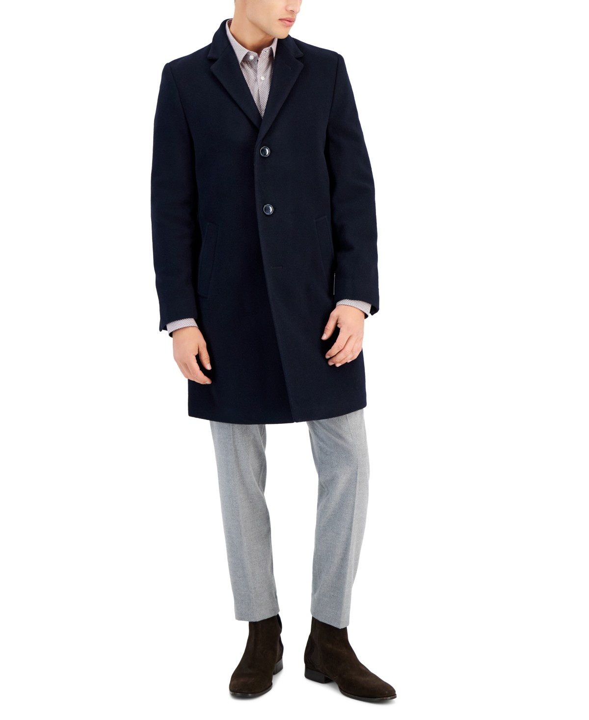 Nautica Mens Regular Fit Wool Overcoat Coat 46 Regular Navy Blue 19190₽