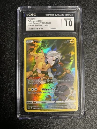 CGC 10 Gem Mint Pikachu TG05/TG30 Lost Origin Trainer Gallery Ultra Rare Holo