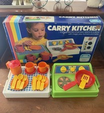 VTG 80s Child Guidance: Carry Kitchen 17 Pc Set - Complete w Box - Play Kitchen